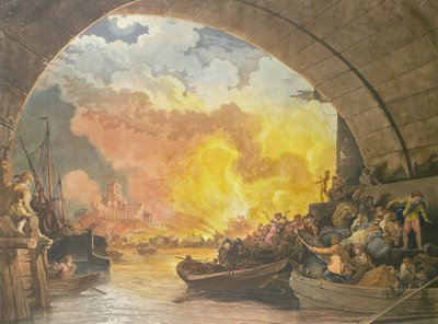 Le Grand Incendie de Londres, 1799, gravé par J.C. Stadler - Philippe Jacques de Loutherbourg